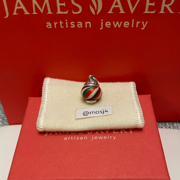 Retired James Avery Holly Glass Bead Finial Charm - Picture 1 of 4